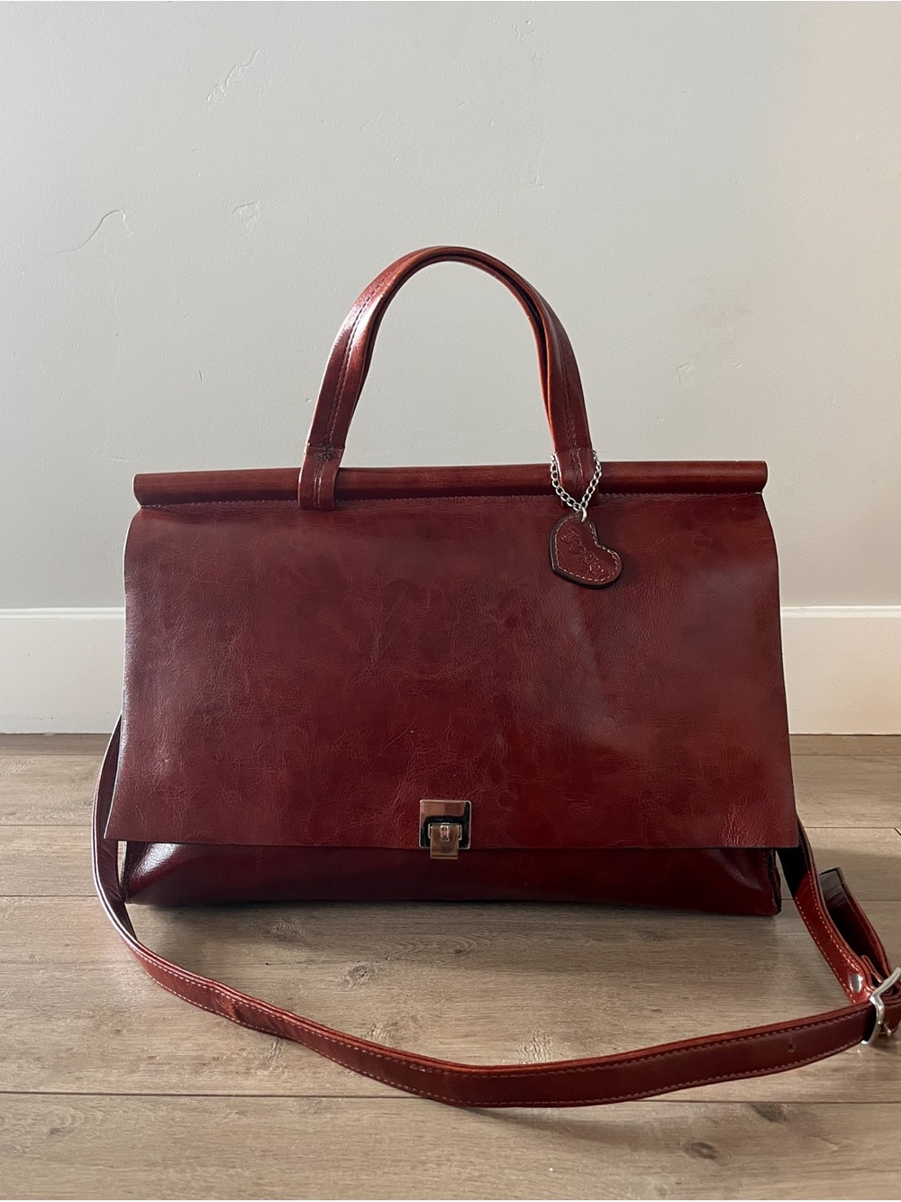 Vintage Rina Rich Burgundy Brown Satchel Crossbody Bag Y2K